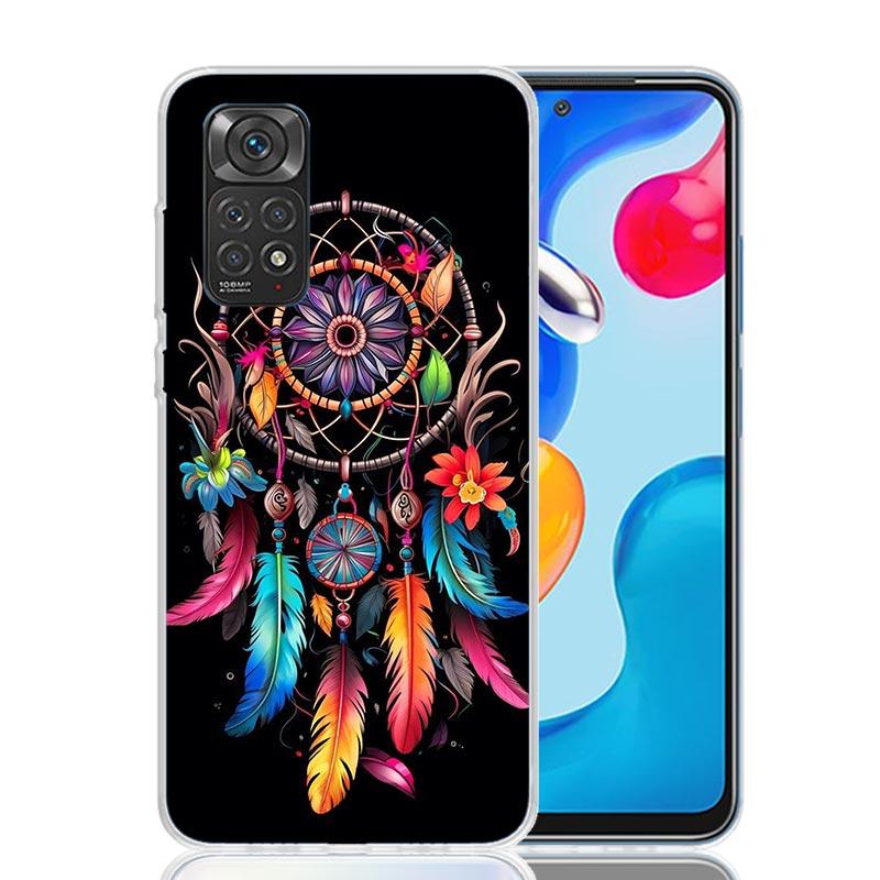 Retro Feather Dreamcatcher Phone Case For Xiaomi Redmi Note 15 14 13 12S 12 Pro Plus 11S 11E 11 11T 10S 10 Art Soft Pattern Cove