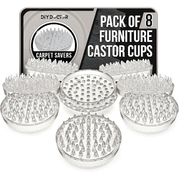 Furniture Caster Cups (8 Pack) – 53 Spike Design Heavy Duty Carpet Protectors for Furniture Legs – Perfect for Home & Office Use