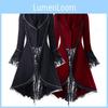 Damen Mittelalter Vintage Steampunk Mantelkleid Mit Spitzenverzierung Für Halloween Und Weihnachten