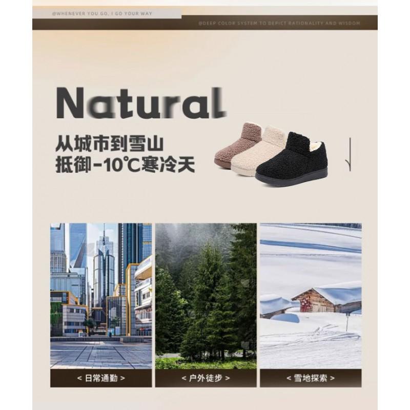 Womens Winter Home Slippers Warm Non-Slip Fleece Lined Flat Low-Top Snow Boots Mom