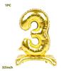 32 Inch Gold 3D Number Standing Aluminum Foil with Base for Birthday Party Decorations