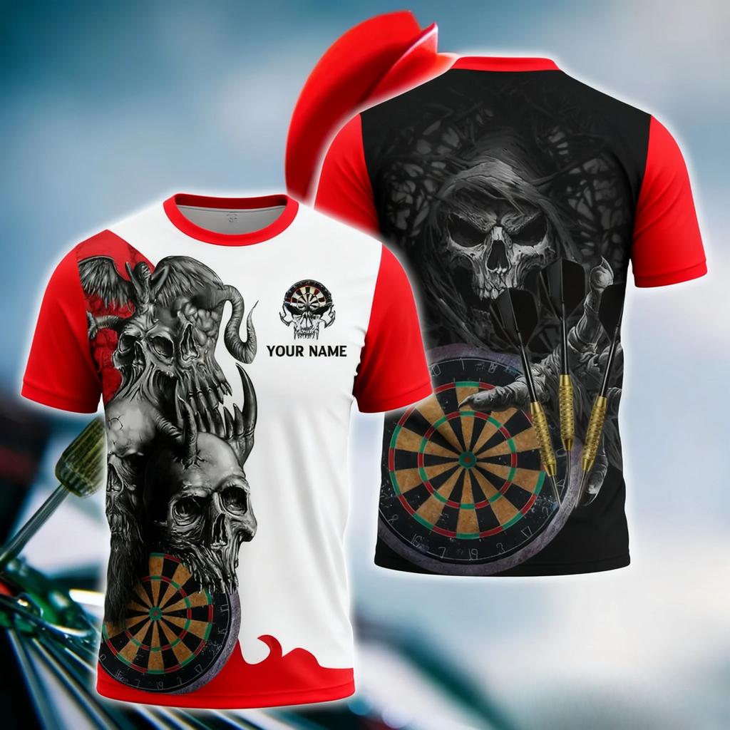 Lustige 3D Dart Print Herren T-Shirts Lässig O-Ausschnitt Kurzarm Personalisierung Club Mode Lockere T-Shirts