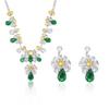 European & American Style Emerald Zircon Necklace and Earrings Set