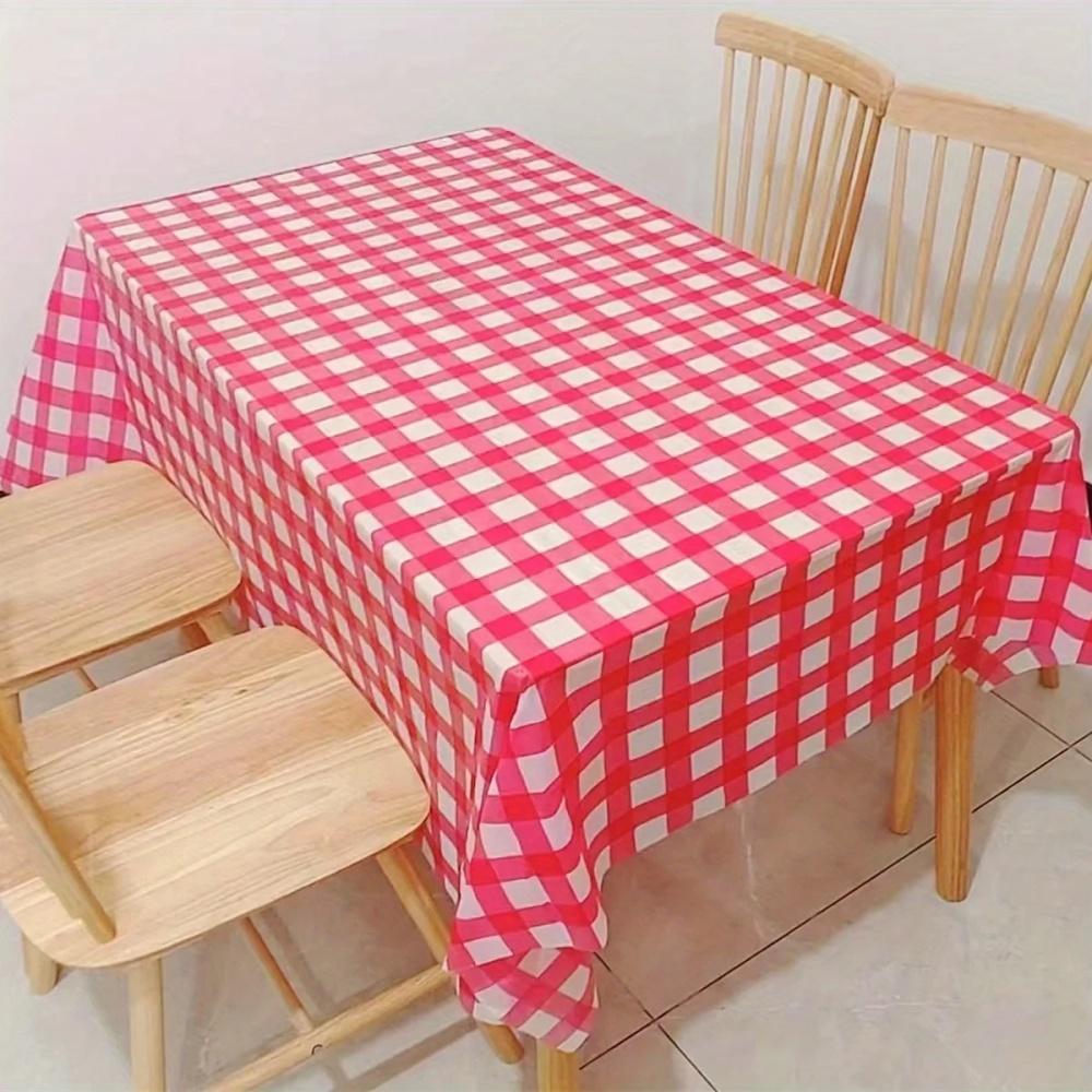 

1/2pcs Disposable Table Cloth Waterproof Plastic Tablecloth, Rectangle Checkered Table Covers for Picnic, Birthday, Part 1pc красный