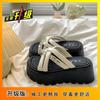 Fashion thick bottom heightening one-word slippers rhinestone premium outer wear versatile non-slip comfortable new summer