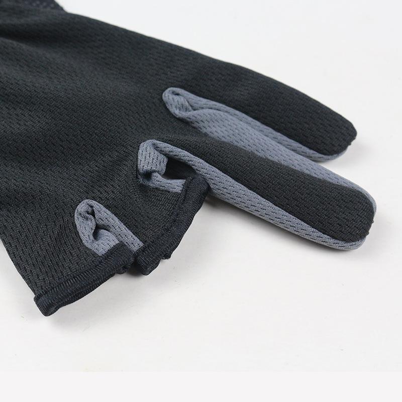 Summer Fishing Sunscreen Gloves Men Breathable Net Design Non-slip Electric Vehicle Bicycle Non-slip Dew Three-finger Touch Screen
