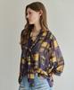 MAXZA Vintage Check Bead Tie Blouse