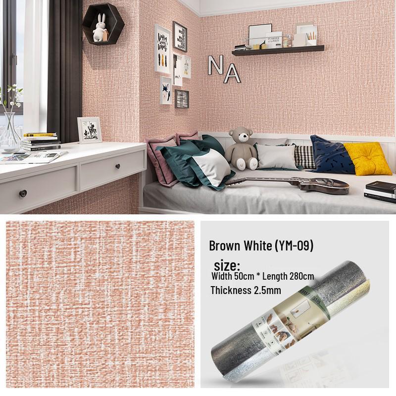 3D Self-Adhesive Linen Wallpaper: Thickened, Moisture-Proof, Light-Blocking, Thermal Insulation, Fire Retardant Aluminum Foil.