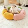 Warm Enclosed Pet House Flower Shape Cat Bed for Indoor Cats Cozy Winter Dog Cushion Soft Plush Comfortable Pet Nest for Small Animals