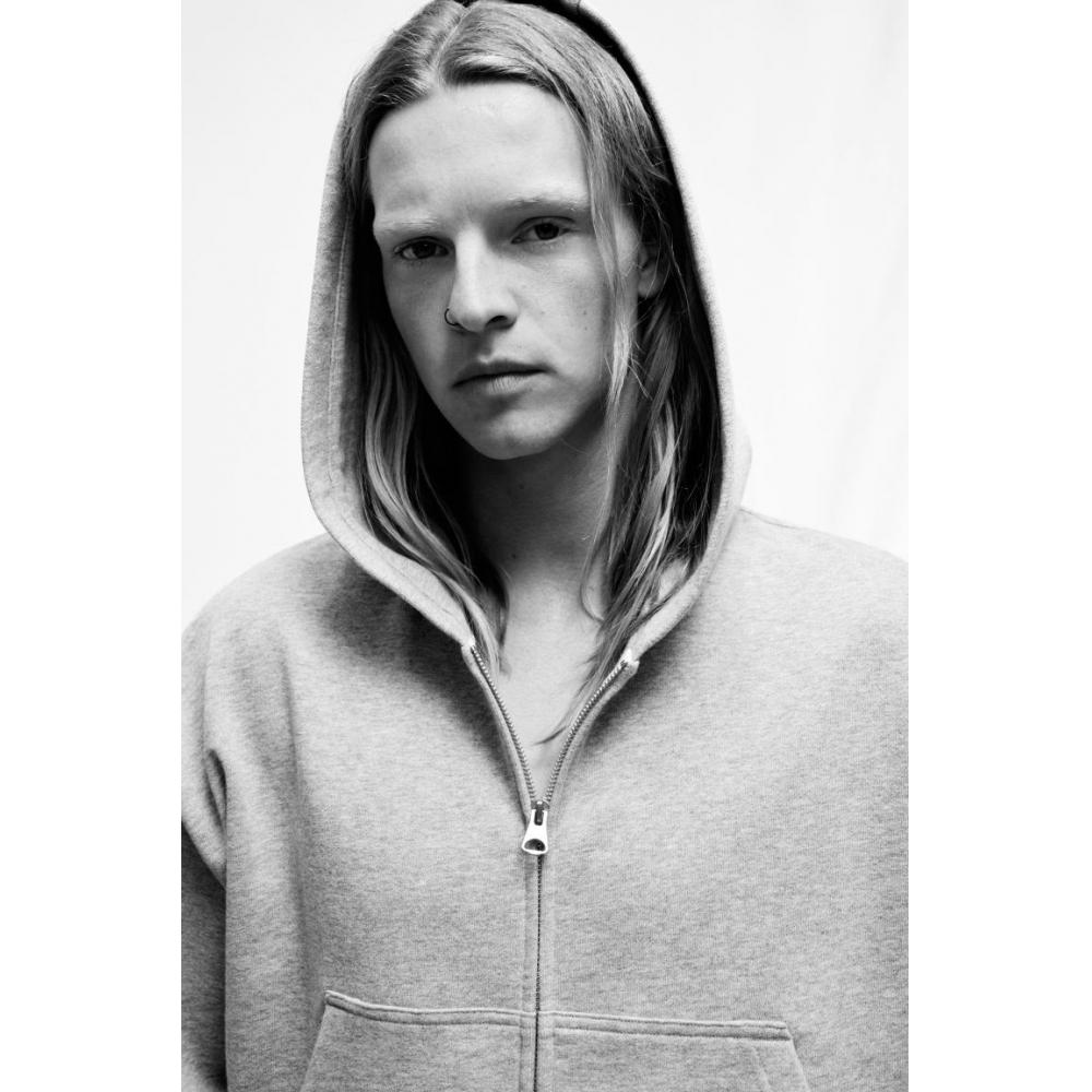 H M Zip Up Hoodie Oversized Fit Grey Melange