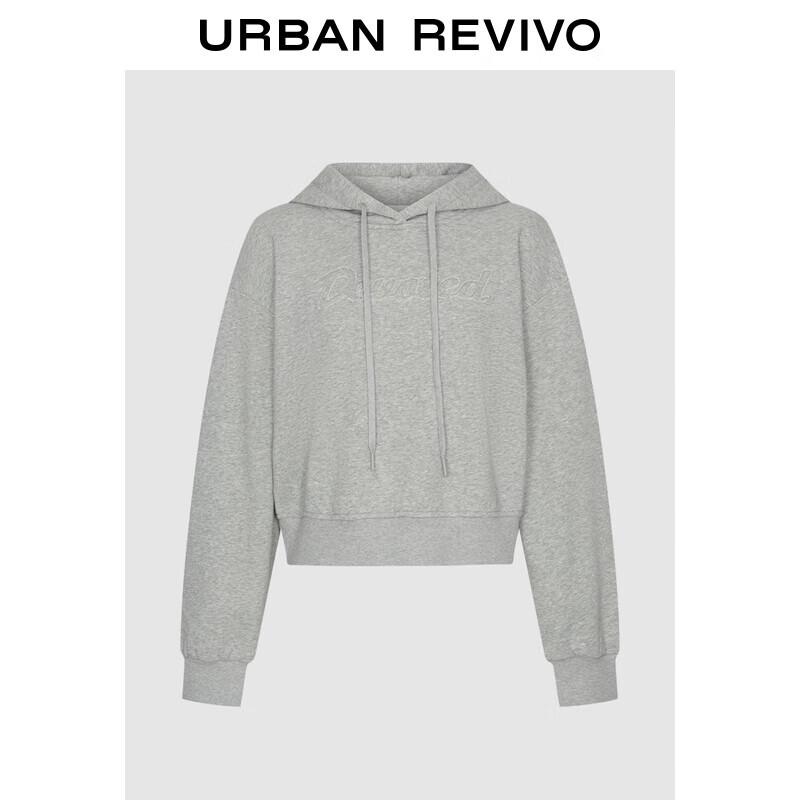 

UR Women s Letter Embroidered Cropped Drawstring Hoodie M