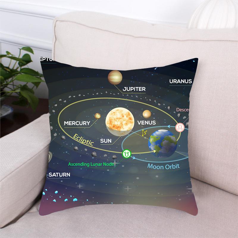 Black Dream Space Planet Digital Printing Short Plush Pillow Covers Decorative For Car Sofa Office Cushion Cover Home Goods