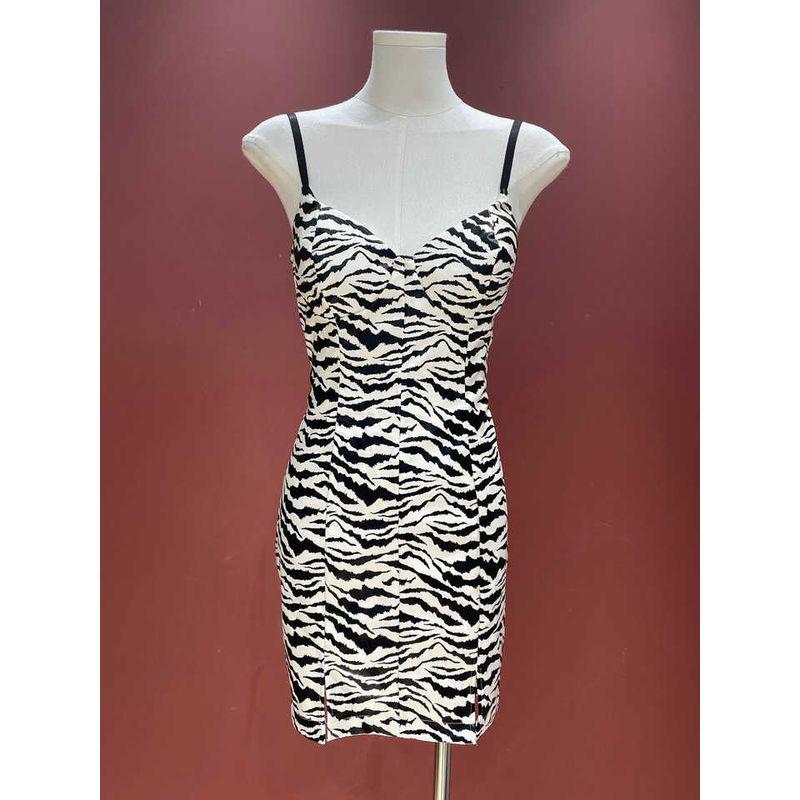 Sexy Style Zebra Stripe Sling Leather Skirt Waist-Tight Slim Looking Hip-Wrapped Dress Women