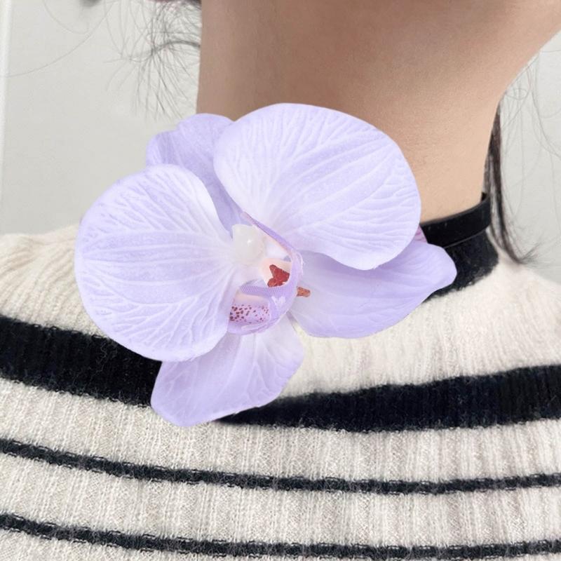 Phalaenopsis Blossom Necklace Simulation Flower Neckchain Women Girls Collarbone Chain Eye Catching Choker Accessory