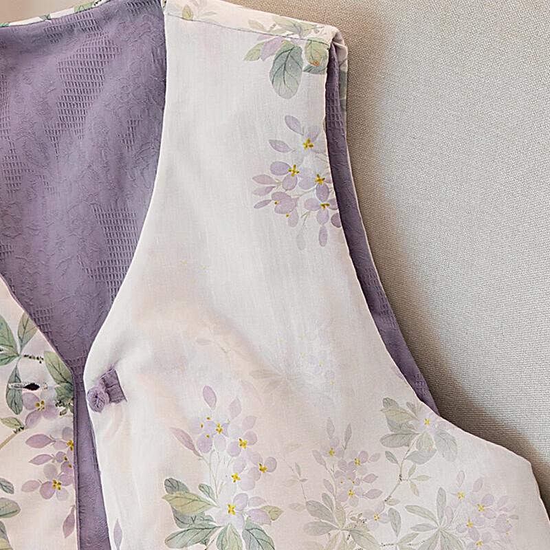 Si Bai She Women's New Chinese Style Floral Padded Vest