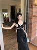 Female Summer Dress With Polka Dot Pattern And Splicing Design For Elegant Occasions