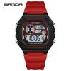 SANDA 2202 Fashionable Men's Electronic Watch Sports Multifunctional Waterproof LED Single Display Small Square Electronic Watch