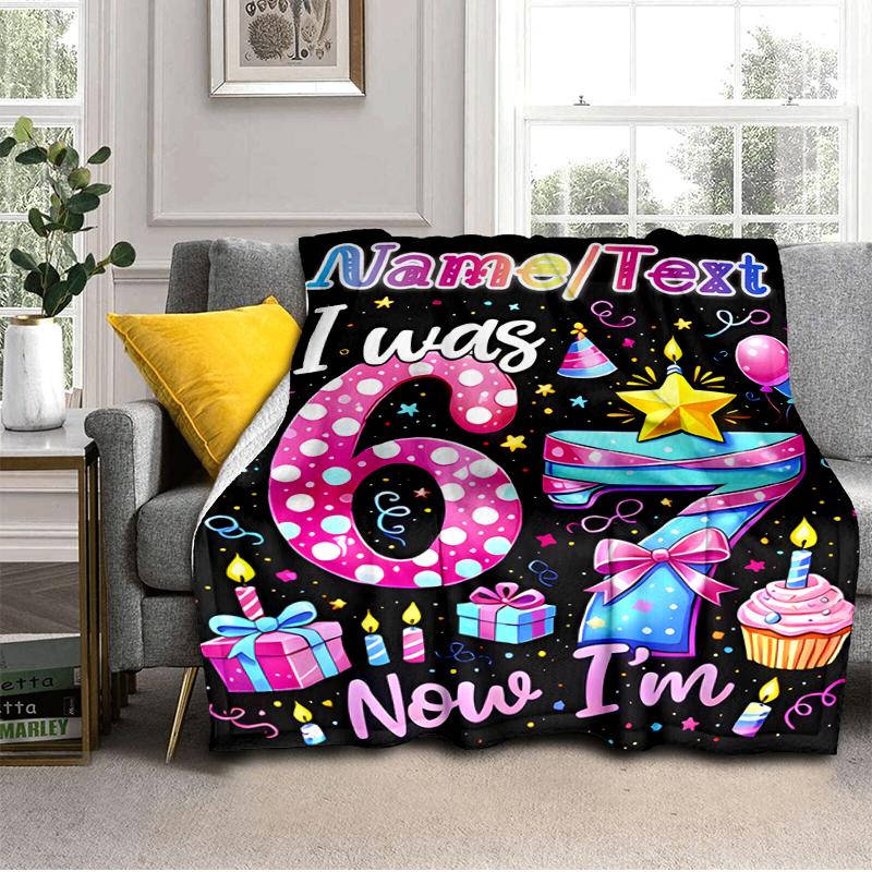 1PC Custom Name Happy 67th Birthday! Flannel Blanket Versatile,all-season Throw Suitable for the Living Room,bedroom,camping,travel,and Gift