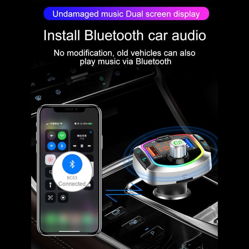 Bc63 Car Bluetooth-compatible V5.0 Mp3 Player 12v~24v Car Charger Pd Fast Charging Multifunction Fm