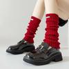 Red Color Leg Warmer Women Thicken Knitted Leg Covers Trendy Long Stockings  Girls