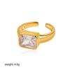 Luxury Oval Square Shape Zircon Open Ring Stainless Steel Gold Color Round Finger Rings Wedding Party Jewelry for Women Gifts
