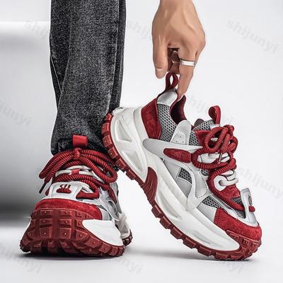 Fashion Men's Mesh Breathable Low Top Thick Soled Casual Shoes 2025 Autumn Fashion Trend Versatile Comfortable Non Slip Chunky sneakers