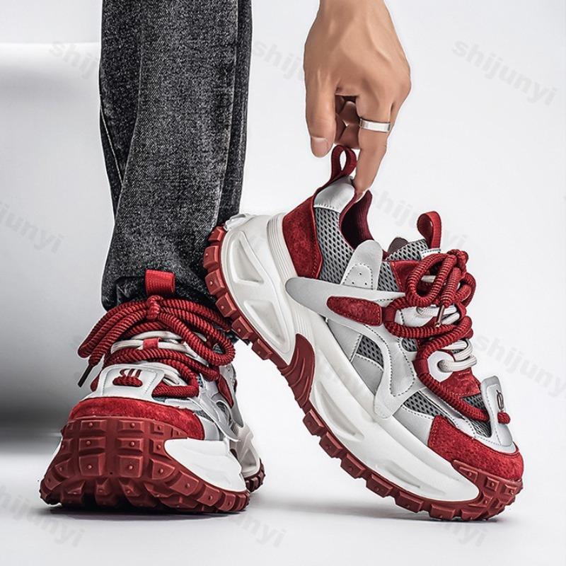 Fashion Men's Mesh Breathable Low Top Thick Soled Casual Shoes 2025 Autumn Fashion Trend Versatile Comfortable Non Slip Chunky sneakers