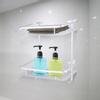 Double Layers Aluminum Wall Mounted Storage Shelf Rack with 2 Hanging Hooks Bathroom