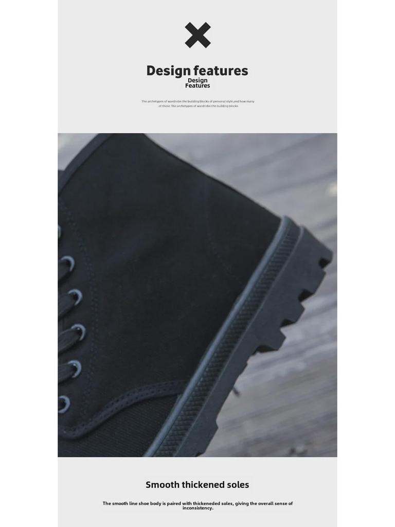 Pánské plátěné turistické boty s vysokým svrškem v korejském stylu - Trendy, ležérní, jednodílný design jazyka