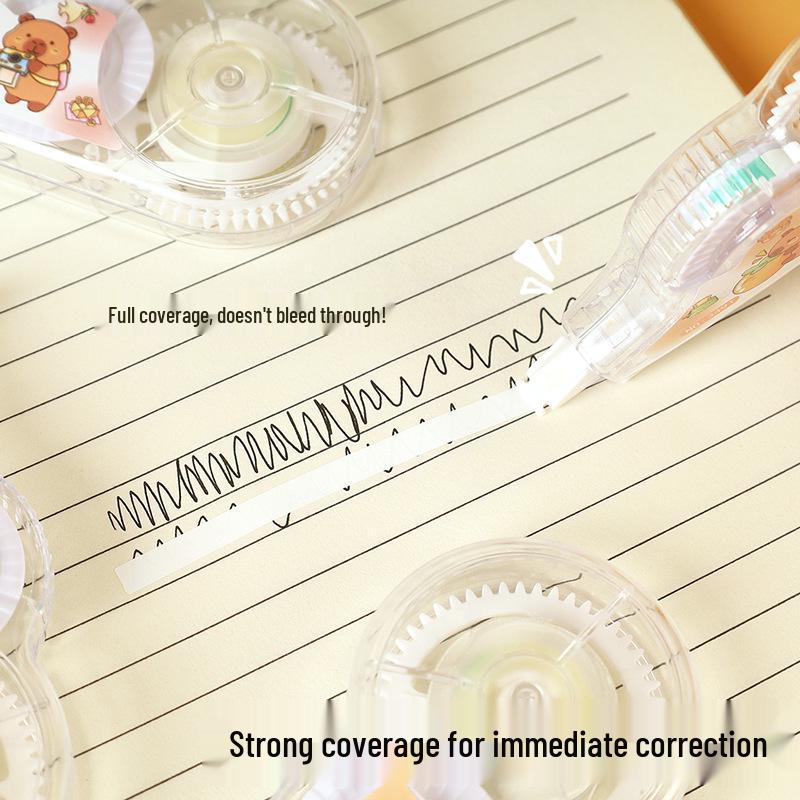 Creative Cartoon Capybara Correction Tape for Students, 6m Large Capacity, PET Transparent Film, Cute Design.