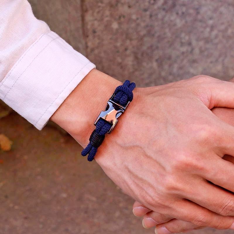 New Fashion Men Bracelet Double Layer Spring Buckle 4mm Nylon Rope Braclet Homme Leisure Accessories Hiphop Braslet Gift For Him