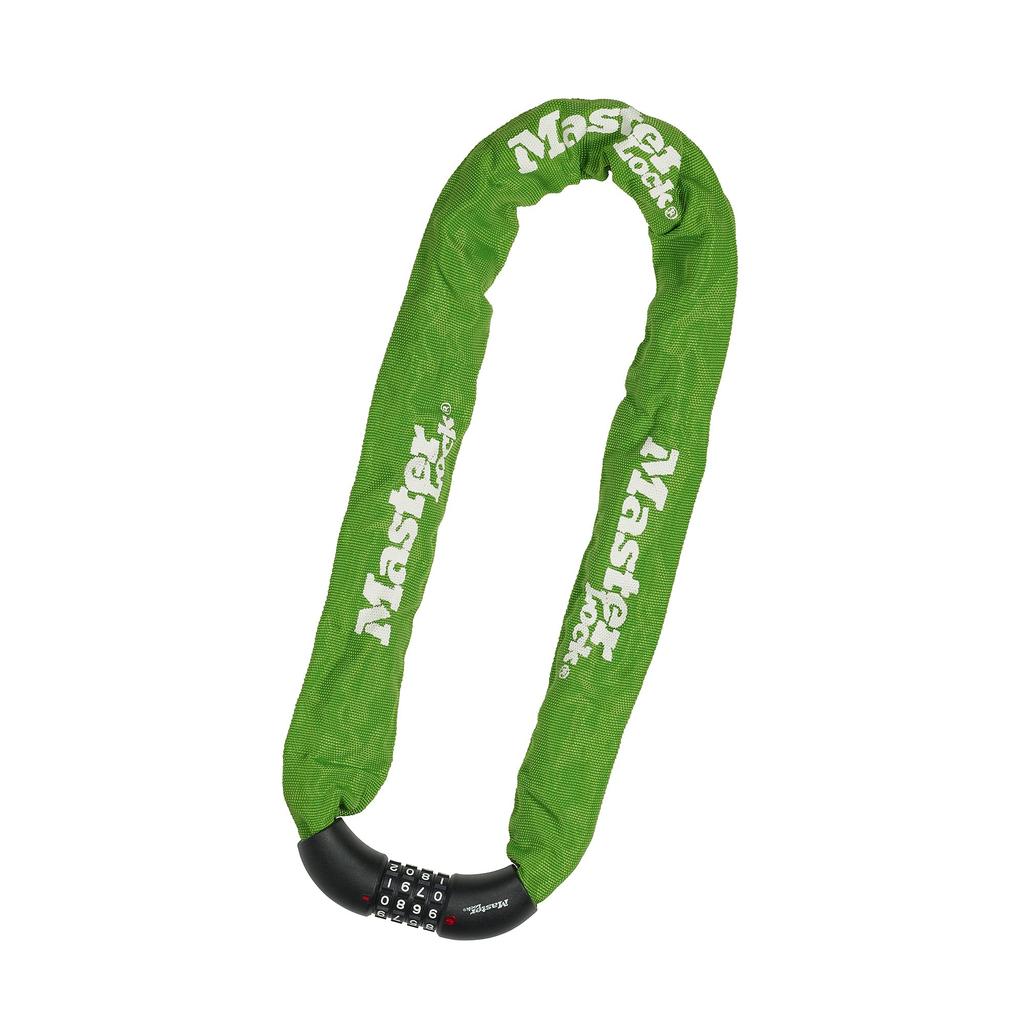 Master Lock Bicycle Chain Dial Combination Nylon 8mm Chain Chain Green Lock, Lock, Cover, Thickness, 0.9m Length, Anti-theft, 8392JADPROGRN,