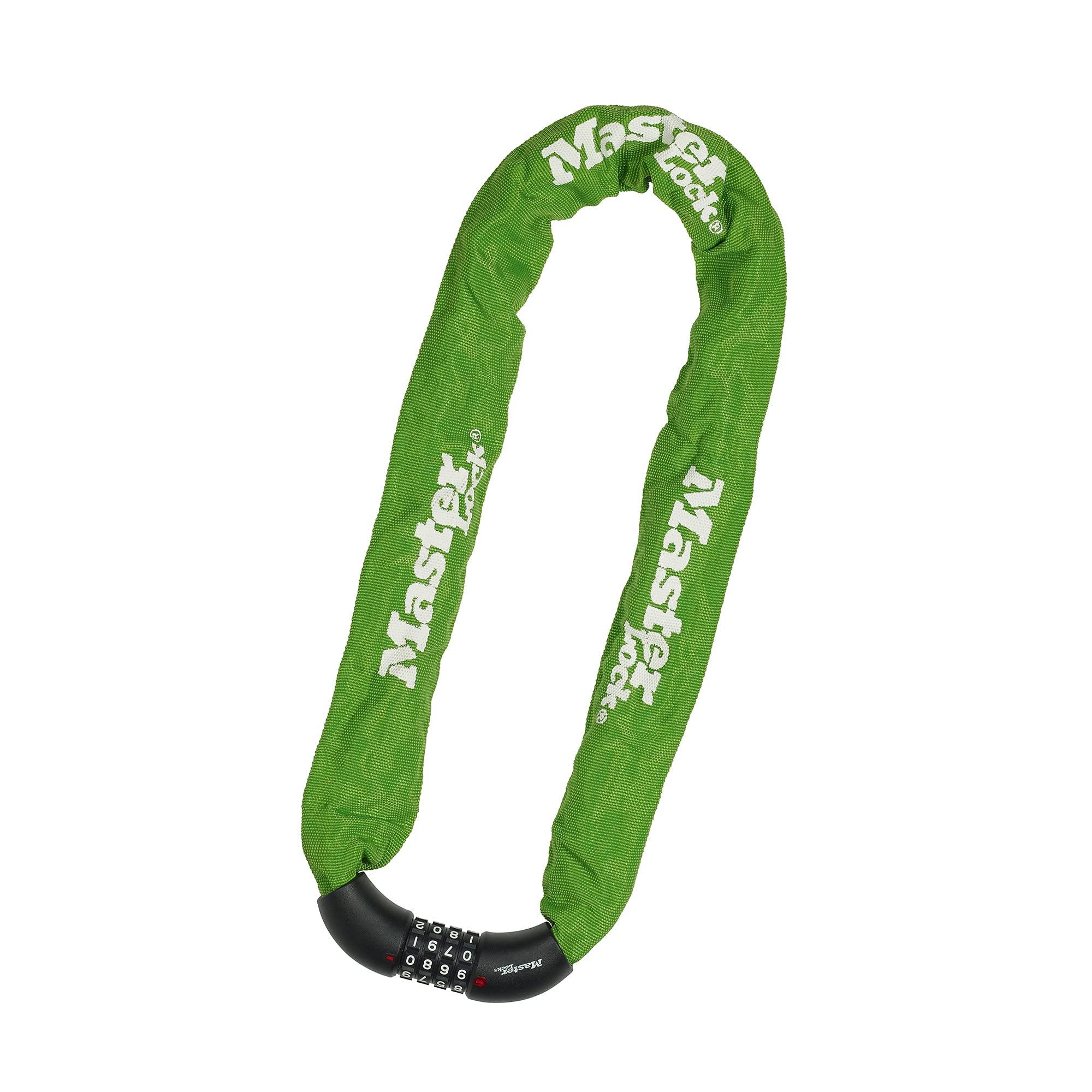 

Master Lock 8392JADPROGRN Chain Lock for Bicycles and Dial Lock with PIN Nylon 8mm Chain Chain Green Bikes, Code, Cover, Thickness, 0.9m Length, зелёный