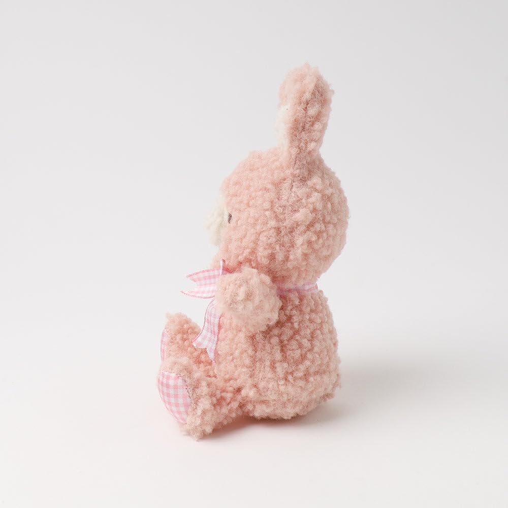 Rabbit Gingham Check Ribbon Plush Squeaky Dog Chew Toy Plush Squeaky for Small Dogs monchéri Monchéri Toy, (Pink/FREE), Toy, Toy,