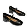 2025 Autumn New Thick Heel Mary Jane Shoes Women's Shallow Mouth One-word Buckle Strap Single Shoes High Heels