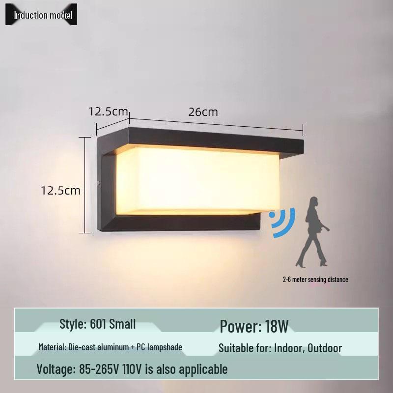 Lampă de Perete de Exterior în Formă de Lună, Rezistentă la Apă, cu Senzor Infraroșu, pentru Curte, Balcon și Prag
