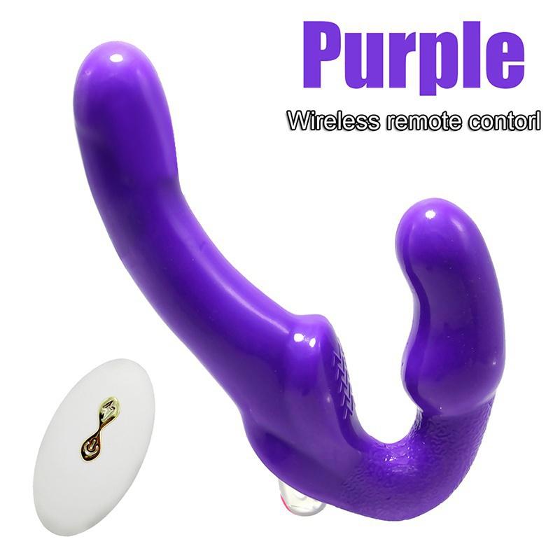 Strapless Strap-on Dildo Vibrator for Couples Strapon for Lesiban Wireless Remote Control Double-heads Vibrator Adult Sex Toys