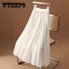 Elegante Frauen Tüll Rock Koreanische Mode Mesh Weiß EINE Linie Damen Plissee Rock Sommer Chic Hohe Taille