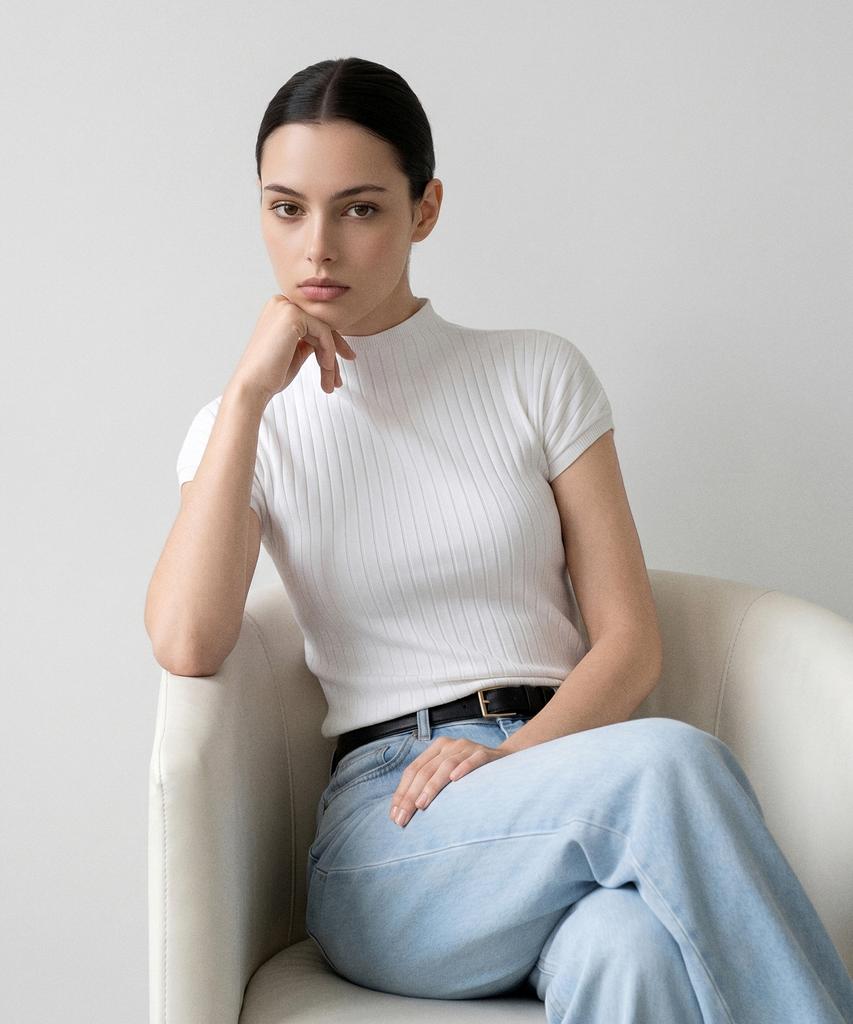 Laneonkyulleoseu Daily Slim Half-Neck Knit_White