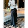 Kumikumi High-Grade Solid Elegant Satin Versatile Skirt Women's Autumn High Waist Slimming Fishtail Skirt Long dress