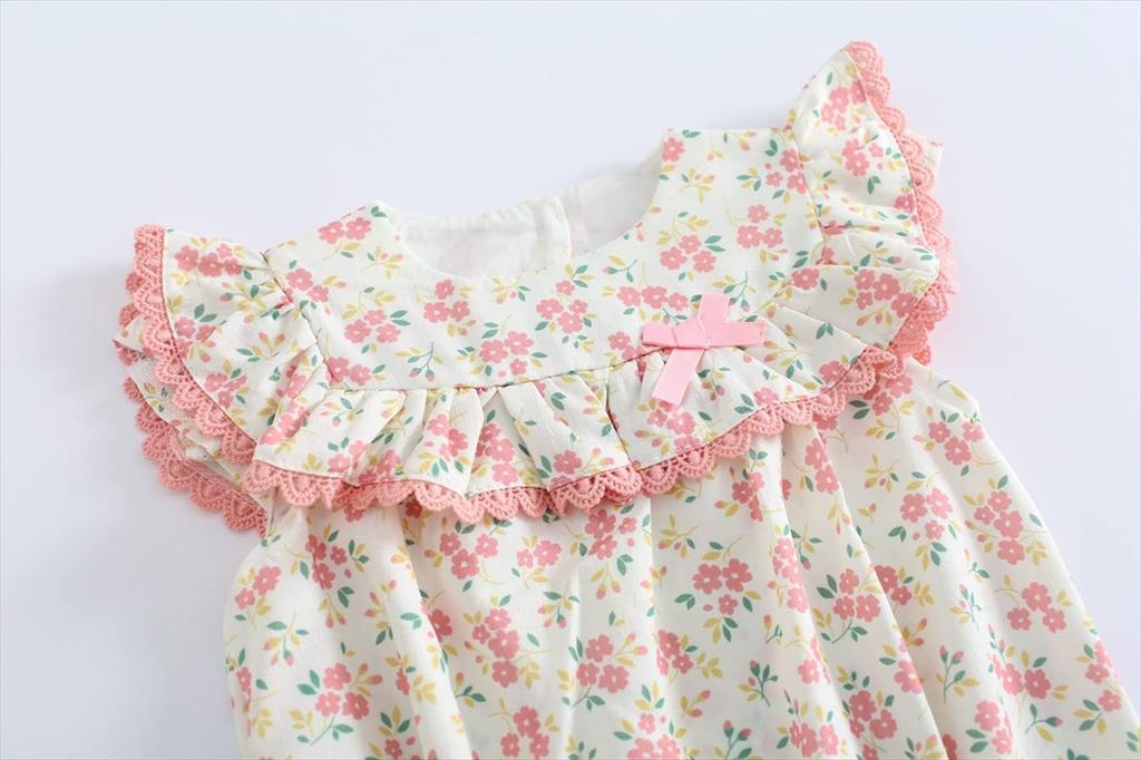 Romper Bodysuit Jumpsuit Summer Flower Floral Baby Newborn Hat Set Girls Pink 6Months [Misia Luxury] [27146-27155]