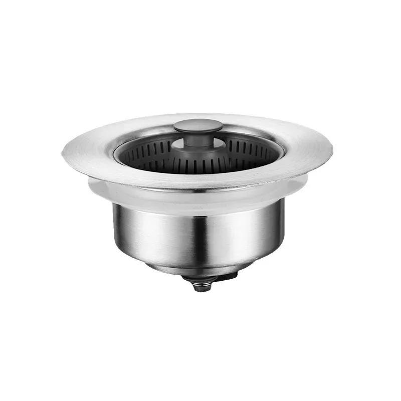 

New 3 in 1 Filter Sink Leak-proof Plug Bouncing Core Sink Strainer Kitchen Tool Stopping Blockage Drain Basket