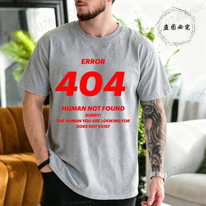 Errore 404 Huunisex Non Trovato Stampa Maglietta Per Unisex Manica Corta Tee Divertente Programmatore Geek Estate Casual Maglietta Top Unisex Unisex Regalo