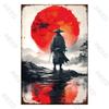 Japanese Samurai Vintage Metal Plate Living Room Decoration Painting Metal Wall Art Plaque Retro Tin Sign Bar Pub Home Decor