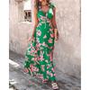 Printed Ruffle Long Dress Ruffle Sleeveless Print Long Dress Fashion Style Flounced Skirt
