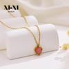 18k Gold Clavicle Necklace with Heart Pendant