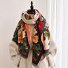 New Chinese Peony Flower Imitation Cashmere Jacquard Scarf Women's Autumn and Winter New Retro Thickened Warm Scarf Shawl