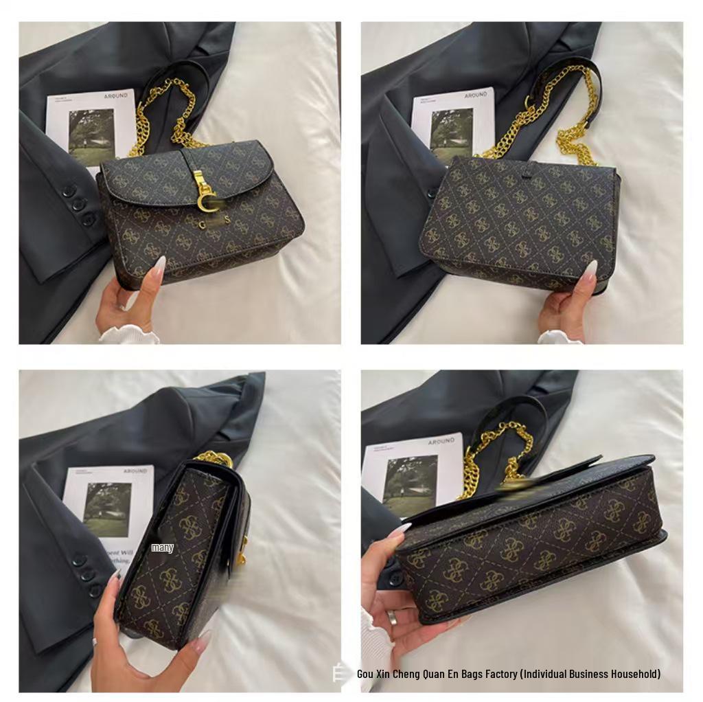 Bolsa Quadrada Pequena de Corrente Texturizada Moderna Europa & América - Moda Feminina 2025 Bolsa de Ombro & Transversal