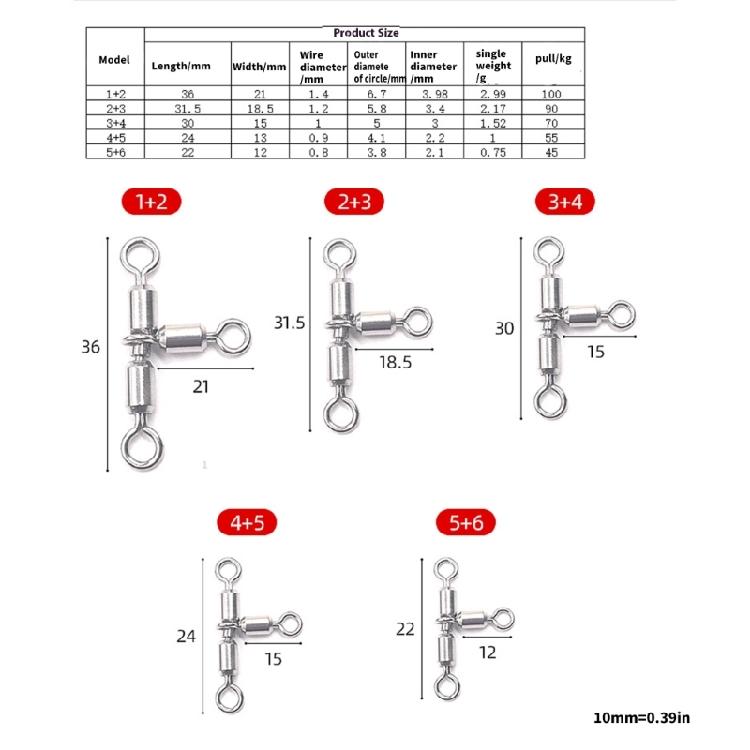 10pcs Saltwater Fishing Rolling Swivels Fishing Rig Line Connector Fishing Tackle Accessories Rotating Crossline Swivels