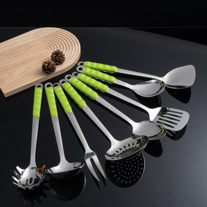 HANYANG Stainless Steel Kitchenware Set Colourful Handle Thickened Stir-Fry Spatula Insulated Cooking Spatula Spatula Spatula Fishing Noodle Spoon